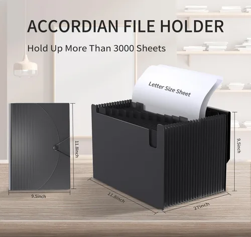 Miniatura 3 de Carpeta de Archivos Expandible de 24 Bolsillos, Organizador de Archivos de Acordeón, Organizador de Documentos Tamaño Carta, Caja de Archivos