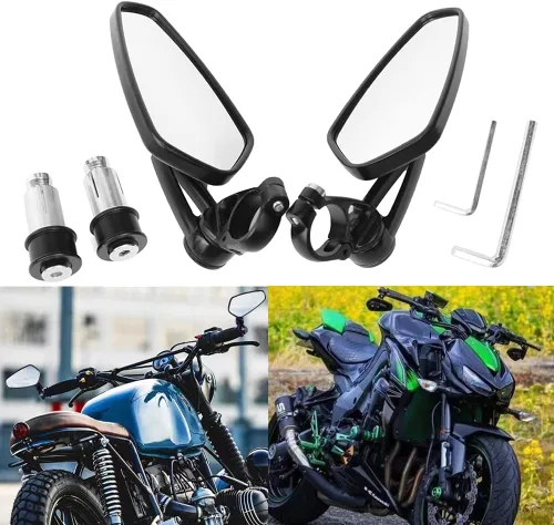 Universal 7/8 "0.866 in Manillar Extremo Lateral Espejos Retrovisores para Carreras Deportivas Bicicleta Scooter Honda Yamaha