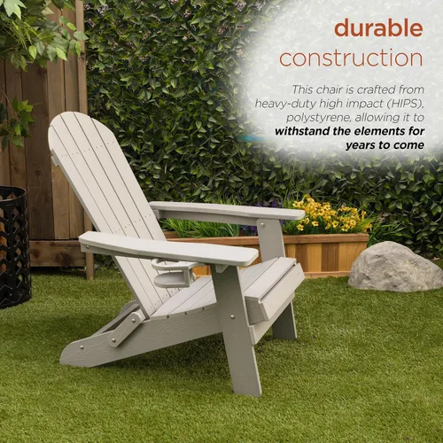 Miniatura 13 de Alpine Corporation Silla plegable Adirondack para exteriores de 38 pulgadas de alto con portavasos y otomana, diseño ergonómico clásico, muebles