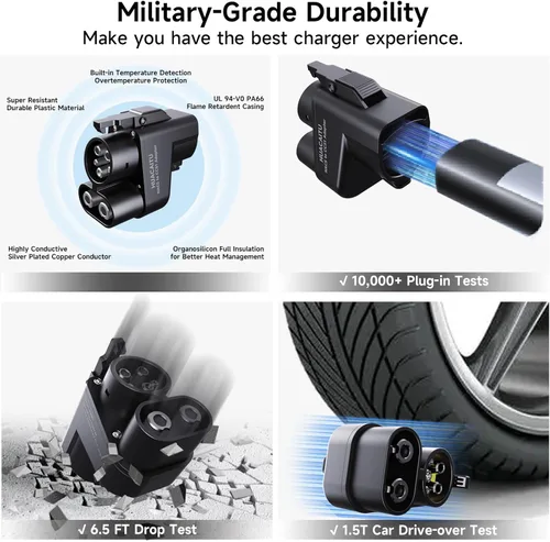 Miniatura 4 de Adaptador de supercargador Tesla, adaptador NACS a CCS, carga rápida tu CCS1 EV en supercargadores Tesla, accesorios de carga de vehículos Charcoal