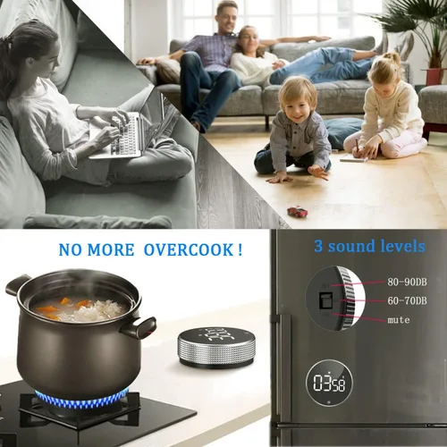 Miniatura 5 de Temporizadores, temporizador de cocina para niños, temporizador magnético digital de huevos para cocinar, con función de luz constante para aulas