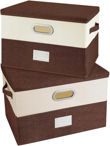 Miniatura 8 de Papeleras grandes plegables de tela de lino, con tapa y asas extraíbles, organizador de cajas de almacenamiento lavables, cubos con cubierta