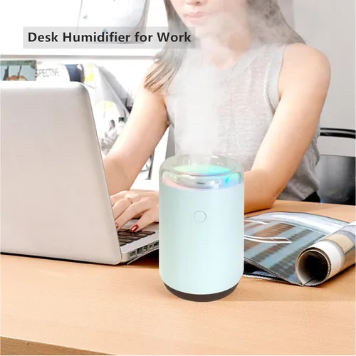 Miniatura 2 de Mini humidificador portátil azul cielo – 8.6 fl oz, nano spray de niebla fría, 1.4 fl oz/h, 2 modos de luz, humidificador ultrasónico personal