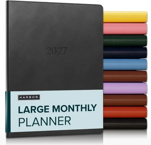 Miniatura 37 de Harbor Agenda mensual grande 2025-2026, calendario y cuaderno, piel sintética duradera, 14 meses, 96 páginas, tapa suave y ligera, flor de orquídea