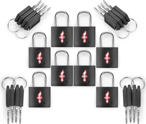 Miniatura 6 de Paquete de 4 cerraduras de equipaje cuadradas de neón aprobadas por la TSA con llave para maleta, mochila para portátil, accesorios de viaje