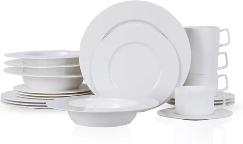 Miniatura 20 de Stone Lain Alexandria - Juego de vajilla de 16 piezas de porcelana china, blanco