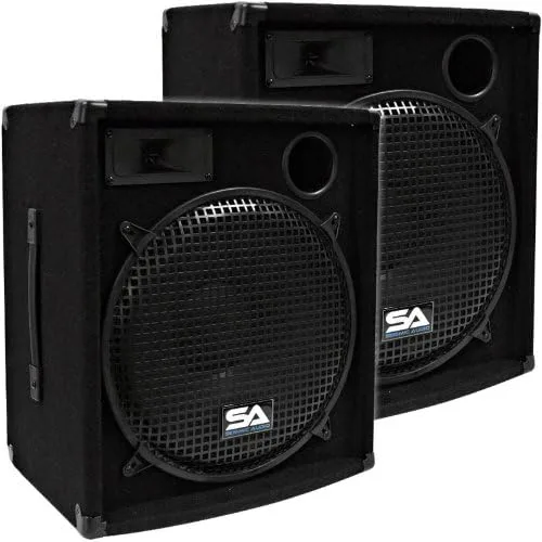 Seismic Audio - Par de altavoces PA DJ de 15" de 600 vatios de audio PRO - Red eléctrica, monitores, bandas, karaoke, iglesias, bodas