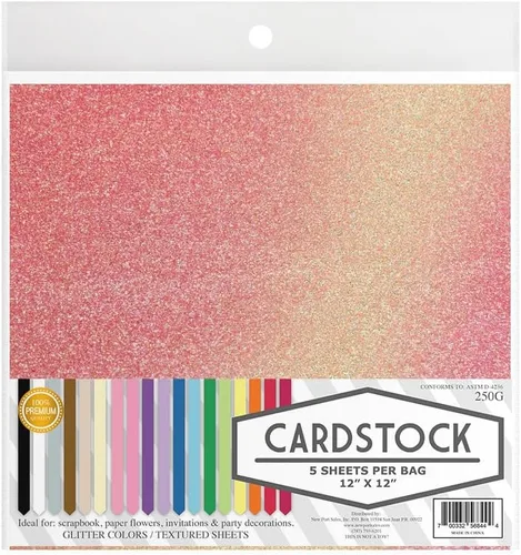 Miniatura 8 de Irdecent Glitter - Cartulina para manualidades, 13 opciones de color, 8.82 oz. 12 x 12 pulgadas, 5 hojas premium (canario)
