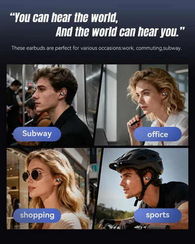 Miniatura 9 de King Lucky Auriculares de clip Gen 3, auriculares inalámbricos Bluetooth 6.0 de oreja abierta con micrófono, ajuste seguro para orejas pequeñas
