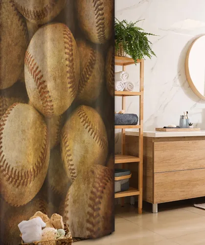 Miniatura 31 de set de cortina para baño decorativa de tela de poliéster con ganchos
