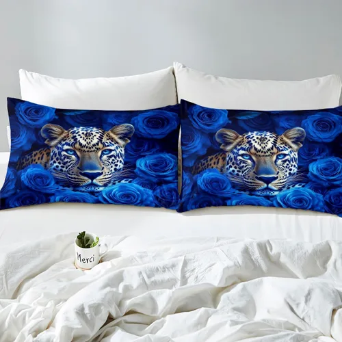Miniatura 7 de Feelyou Funda de edredón de leopardo, estampado de guepardo, safari, para niños y niñas, funda de edredón de animales salvajes, decoración de Multi