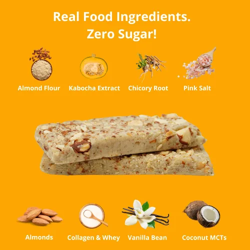 Miniatura 4 de BochaSweet Keto Protein Bar - Barra de vainilla y almendra, 0.71 oz de colágeno alimentado con hierba, baja en carbohidratos, apta para dieta