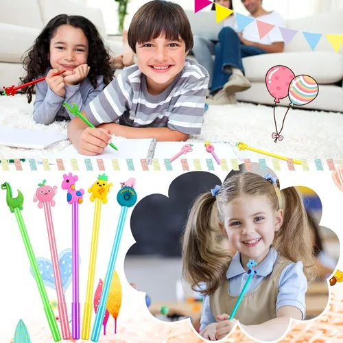Miniatura 6 de SANNIX 20 bolígrafos de tinta de gel de dibujos animados, a granel, varios estilos, novedosos bolígrafos de escritura para niños, regalo, escuela
