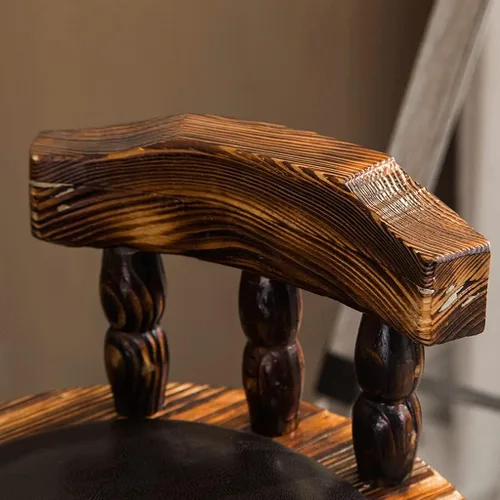 Miniatura 3 de Taburetes de bar giratorios de madera maciza con estilo de tela de altura de mostrador, esponja de resistencia, respaldo cómodo, asiento acolchado