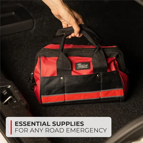 Miniatura 8 de Thrive Asistencia en carretera Kit de emergencia para automóviles + Kit de primeros auxilios - Bolsa de herramientas resistente - Contiene cables