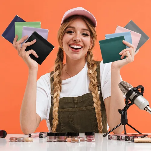 Miniatura 6 de 8 piezas de piel de cordero bolsa de cosméticos pequeña bolsa de maquillaje portátil para monedero pequeña bolsa de maquillaje pequeña bolsa de piel