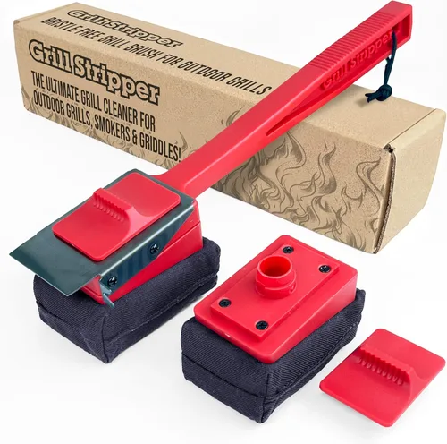 Miniatura 10 de GRILL STRIPPER Cepillo de parrilla sin cerdas para parrilla al aire libre – Cepillo de parrilla de vapor sin cerdas con rascador triple pendiente