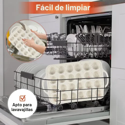 Miniatura 7 de CAKETIME Molde para mini muffins, molde para mini cupcakes con marco reforzado de metal, moldes para muffins de silicona antiadherentes con asa