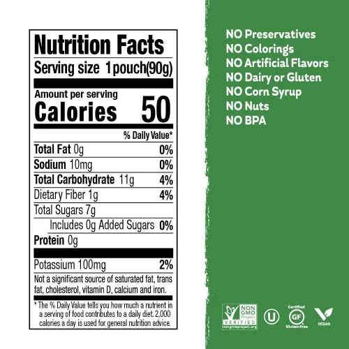 Miniatura 4 de Buddy Fruits & Veggies Snacks To Go Pear Espinacas Puré de manzana sin azúcar Bolsa de 3.2 oz (18 unidades) Gluten-Nut-Conservantes lácteos-Libre