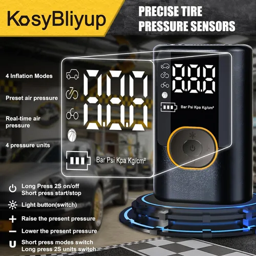 Miniatura 2 de Inflador de neumáticos, compresor de aire portátil de 150 PSI, bomba de aire para bicicleta, bomba de aire inalámbrica para neumáticos de automóvil