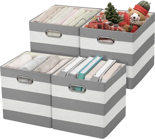 Miniatura 7 de Posprica - Cestas organizadoras de almacenamiento, 11×11 cubos plegables de almacenamiento de tela con cajones para guarderías, oficinas, armarios