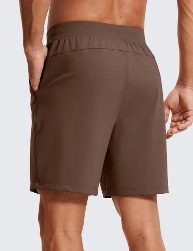 Miniatura 3 de CRZ YOGA Pantalones cortos de entrenamiento elásticos en cuatro direcciones para hombre, 7 pulgadas, suaves, duraderos, casuales, con bolsillos