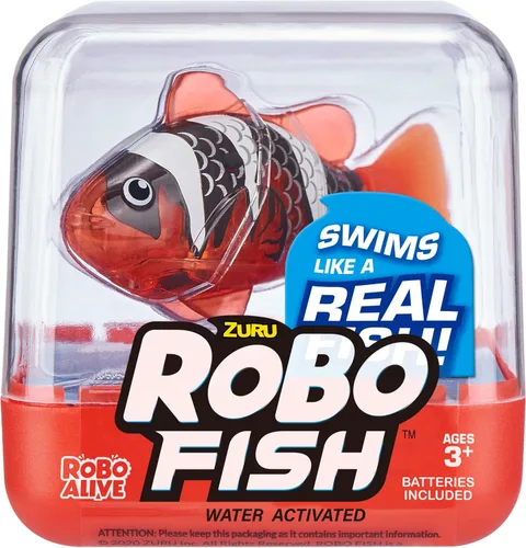 Miniatura 2 de Robo Alive Pez Robótico Robo Fish Peces Robóticos Nadadores (Azul + Rojo Paquete de 2) por ZURU Activado por Agua, Cambia de Color, Viene