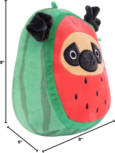 Miniatura 7 de Squishmallows - Peluche oficial de Jazwares Prince The Watermelon Pug de 8 pulgadas, juguete oficial de Jazwares para perros, ultrasuave