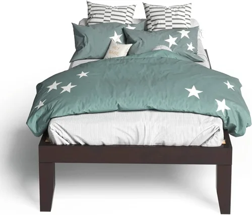Miniatura 8 de KOTEK Base de cama de plataforma de madera maciza de 14 pulgadas, base de colchón con soporte de listones de madera, base de cama de madera de goma