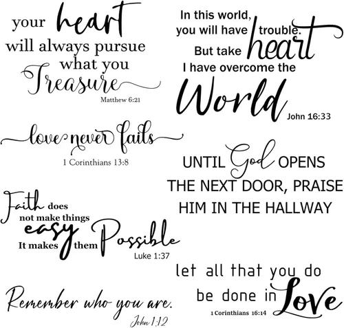 BBTO Calcomanías de pared con versículo bíblico, con cita inspiradora, calcomanías religiosas y motivacionales de las Escrituras, calcomanías para