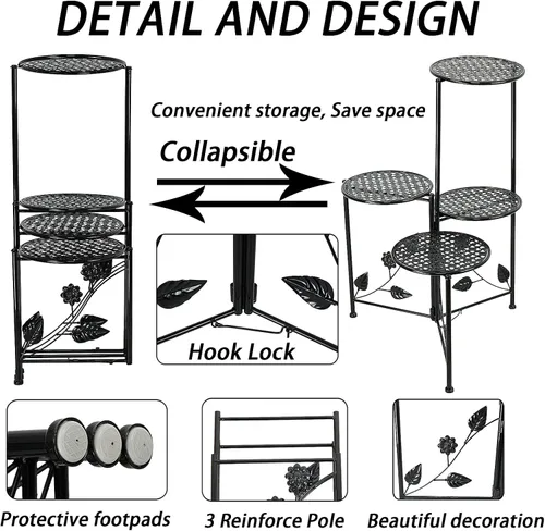 Miniatura 3 de NAKUPE Soporte para plantas de interior y exterior, 3/4 niveles de 30 pulgadas de alto, estantes portamacetas de metal para múltiples plantas