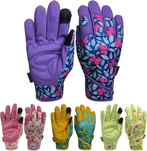 Miniatura 23 de Guantes de jardinería a prueba de espinas y resistentes a pinchazos con agarre, guante de jardín para mujer, regalos de cuero para trabajo en el 1