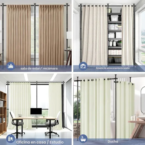 Miniatura 6 de AKTOP Separador de habitación, varillas de tensión para cortinas sin perforación, divisor de pared para separación de habitaciones, 4-10 pies (H)