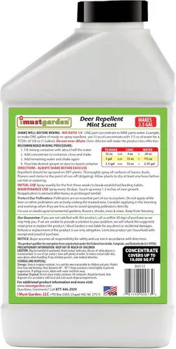 Miniatura 2 de I Must Garden Concentrado repelente de ciervos – 32 oz: aroma a menta venado en aerosol para plantas – Ingredientes naturales – Hace 2.5 galones