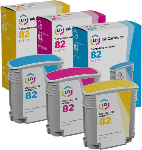 LD Productos Cartucho de tinta remanufacturado de repuesto para HP 82 (cian, magenta, amarillo, paquete de 3) compatible con DesignJet 500 500PS 510