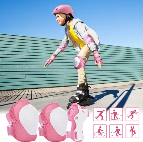 Miniatura 2 de WayEee - Juego de casco de bicicleta para niños, rodilleras para patinetas, juego de almohadillas para casco, juego de equipo de protección Rosa