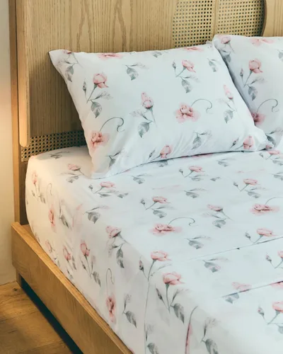 Miniatura 8 de Juego de sábanas florales - Juego de sábanas florales con rosas - 1 sábana encimera, 1 sábana bajera y 1 funda para almohada con bolsillos profundos