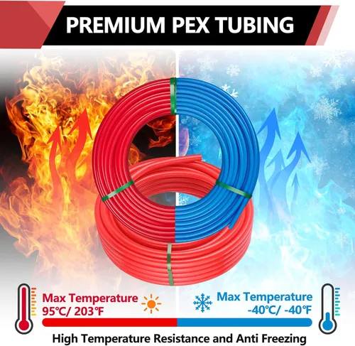 Miniatura 6 de EFIELD Tubo Pex-b de 1/2 pulgada y 2 x 50 pies, certificado NSF para agua potable, agua caliente/fría, azul y rojo de 100 pies de longitud