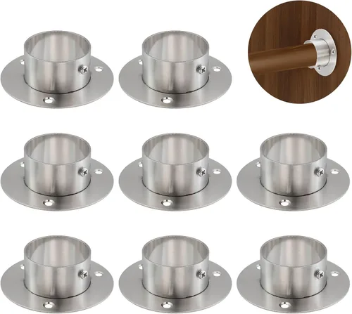 Miniatura 6 de Antrader Soporte de Barra de Armario de Acero Inoxidable de Alta Resistencia, 4 Piezas Soporte de Brida de Barra de Armario Soporte de Brida de Negro