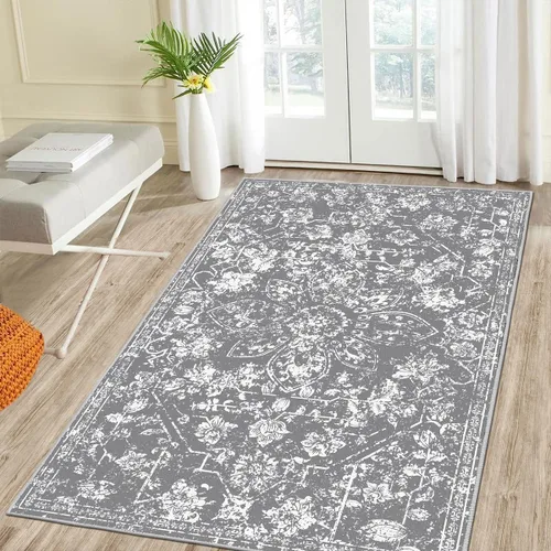 Miniatura 27 de Pauwer Alfombra vintage de flores 2 x 3 pulgadas, estilo envejecido, antideslizante, de pelo bajo, tapete para entrada, interior, pequeña, retro