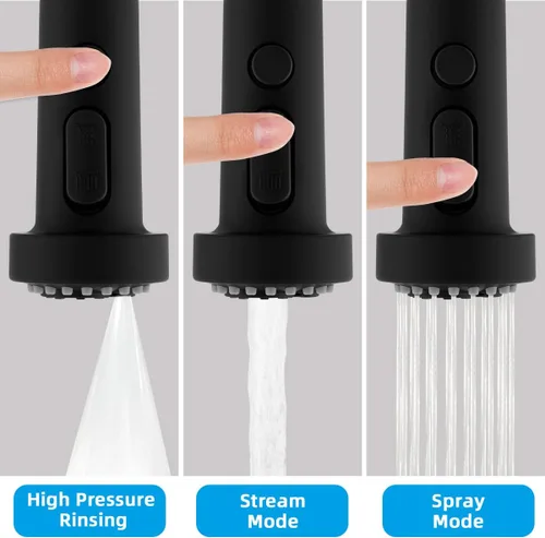 Miniatura 2 de Hibbent Reemplazo de cabezal de grifo de cocina extraíble, boquilla de cabezal rociador de grifo de fregadero de 3 funciones con 15 adaptadores