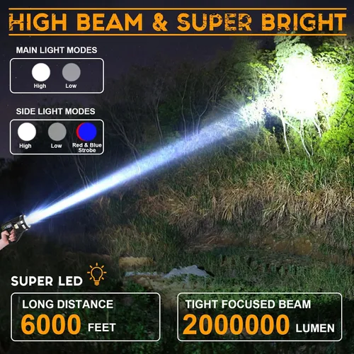 Miniatura 2 de Reflector 1000000 Lúmenes, 6 Modos Linterna Reflector LED Súper Brillante Recargable con Luz COB, Trípode Ajustable, 15000mAh 18Hrs IPX7 Reflectores