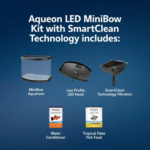 Miniatura 4 de Aqueon Kit de Acuario Pequeño LED MiniBow con Tecnología SmartClean, Azul, 1 Galón