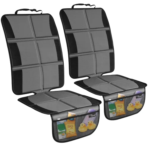 Miniatura 8 de Protector de asiento de automóvil, paquete de 2 protectores de asiento de automóvil grandes para niños y bebés con bolsillos organizadores