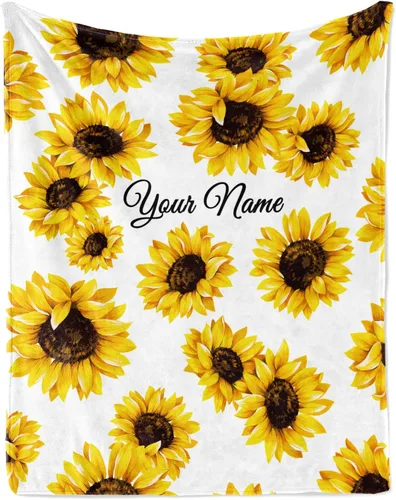 Miniatura 21 de Jekeno Regalos de girasol para mujeres, mamá, manta personalizada con girasol, manta personalizada con nombre, manta de franela personalizada