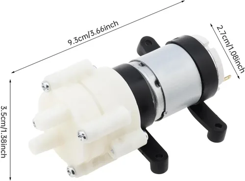 Miniatura 2 de Mini bomba de agua DC 24V diafragma bomba autocebante para acuarios tanque de peces/máquina de té, bombas de agua R385 con soporte de PVC (24V)