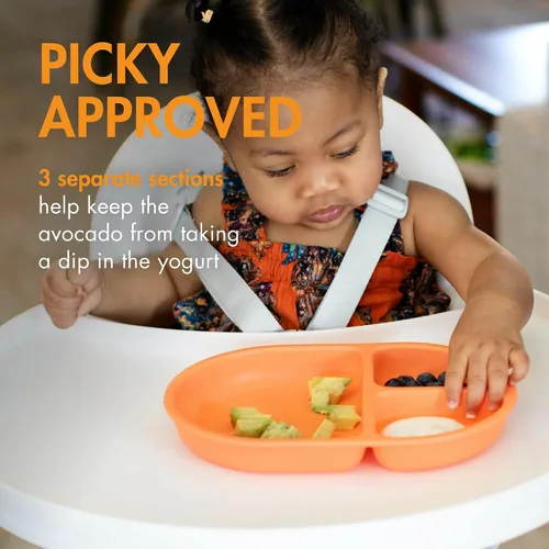 Miniatura 2 de Boon Chow - Juego de platos de silicona – 3 platos divididos irrompibles para niños pequeños – Platos para bebé de 6 meses en adelante – Suministros