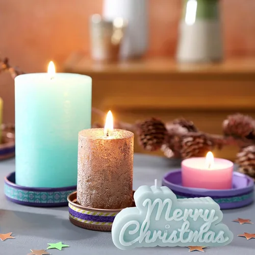 Miniatura 5 de Molde de vela de Navidad para hacer velas, molde de silicona 3D para fundición de resina, yeso, arcilla polimérica, decoración del hogar de Feliz