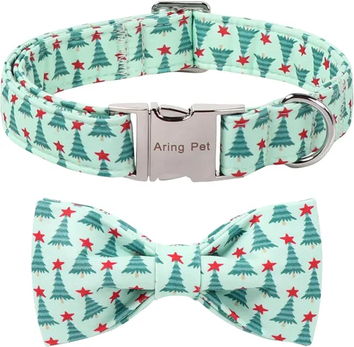 Miniatura 33 de ARING PET Collar de perro con corbatín, collares de terciopelo para perros con corbatín extraíble, collar de lazo ajustable para perros hembras
