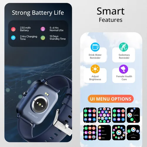 Miniatura 12 de Fire-Boltt Ninja Call Pro Max - Reloj inteligente con pantalla HD de 2.010 in (2.01 pulgadas), llamadas Bluetooth, más de 120 modos deportivos, Azul